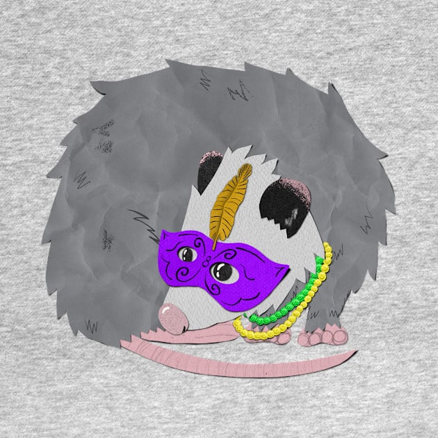 Paper craft Mardi Gras Opossum by Black Squirrel CT